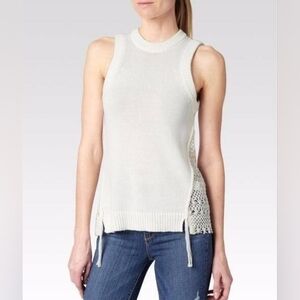 PAIGE Sleeveless Crochet Lace Open Knit Tank Top Sz M